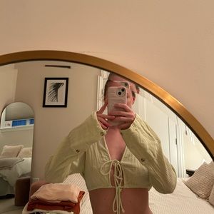 Free People light green long sleeve tie top